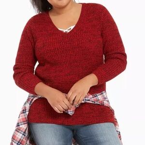 Torrid Deep Red V-Neck Sweater